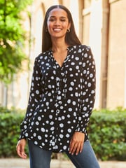 Sosandar Black Chrome Tie Neck Blouse - Image 3 of 5