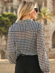 Sosandar Black Dogtooth Print Shirt - Image 2 of 4