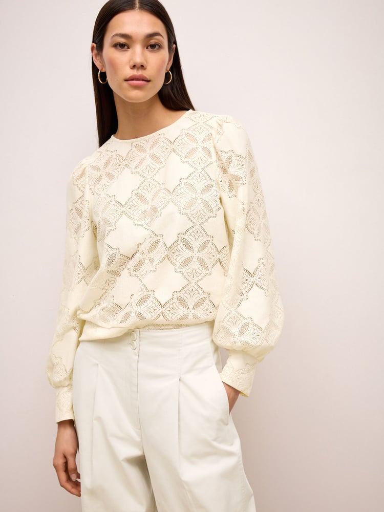 Ecru Lace Long Sleeve Blouse - Image 1 of 4