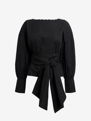 Black Long Sleeve Wrap Pearl Detail Shirt - Image 7 of 8