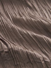 Brown Long Sleeve Crinkle Satin Mini Dress - Image 6 of 6
