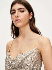 Ombre Mink Brown Mini Sequin Cami Dress - Image 5 of 7