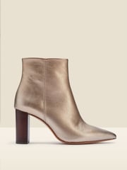 Sosandar Gold Angel Soft Leather Zip Boots With Stack Heels - Image 2 of 3
