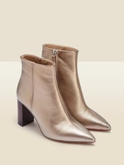 Sosandar Gold Angel Soft Leather Zip Boots With Stack Heels - Image 3 of 3