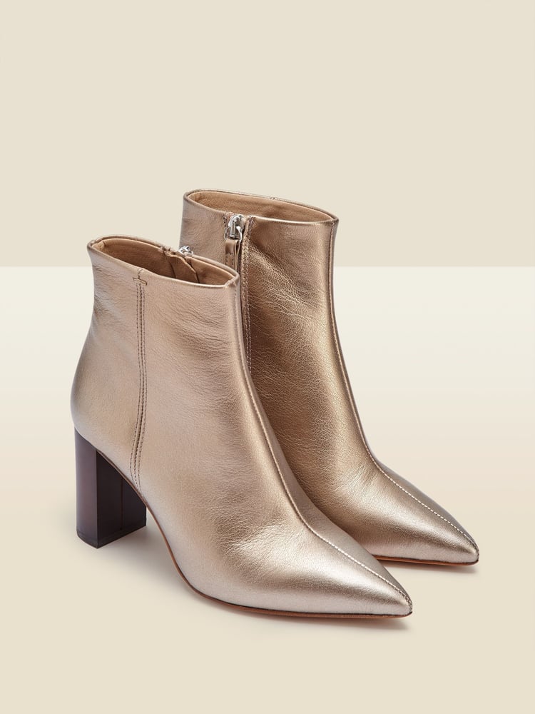 Sosandar Gold Angel Soft Leather Zip Boots With Stack Heels - Image 3 of 3