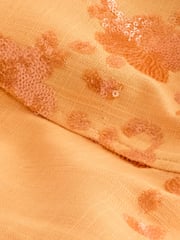 Orange Linen Blend Sequin Bandeau Mini Dress - Image 6 of 6