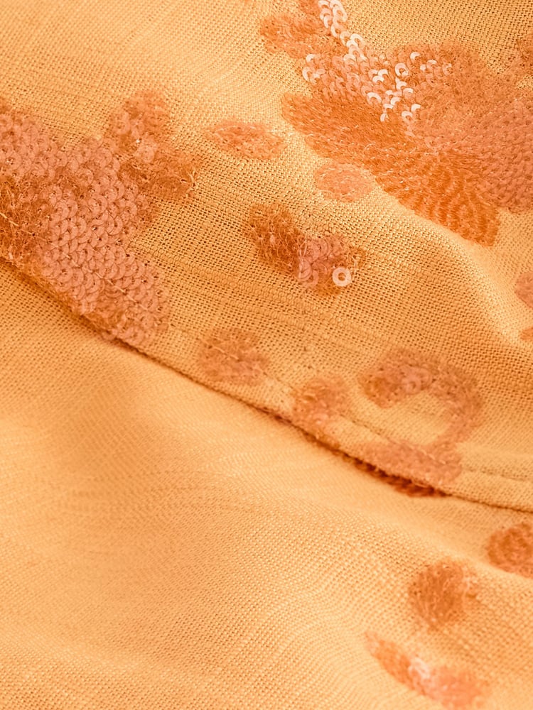 Orange Linen Blend Sequin Bandeau Mini Dress - Image 6 of 6
