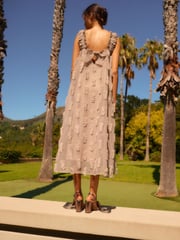 Mink Brown Textured Ruched Cami Midi Dress - Image 3 of 8