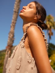 Mink Brown Textured Ruched Cami Midi Dress - Image 6 of 8