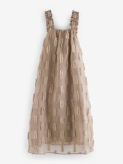 Mink Brown Textured Ruched Cami Midi Dress - Image 7 of 8
