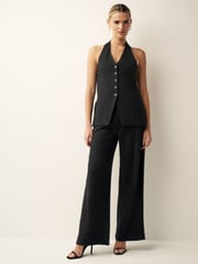 Black Tailored Jersey Wide Leg Trousers - Image 1 of 6
