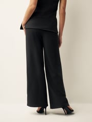 Black Tailored Jersey Wide Leg Trousers - Image 3 of 6