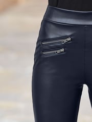 Sosandar Blue Marl Tall Leather Look Premium Leggings - Image 4 of 4