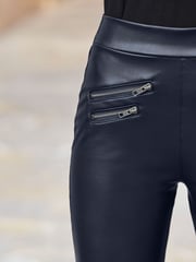 Sosandar Blue Tall Leather Look Premium Leggings - Image 4 of 4