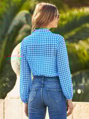 Sosandar Light Blue Printed Button Down Shirt - Image 2 of 4