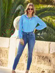 Sosandar Light Blue Printed Button Down Shirt - Image 4 of 4