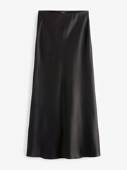 Black Tailored Satin Midi Skirt - Image 4 of 8