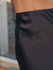 Black Tailored Satin Midi Skirt - Image 6 of 8