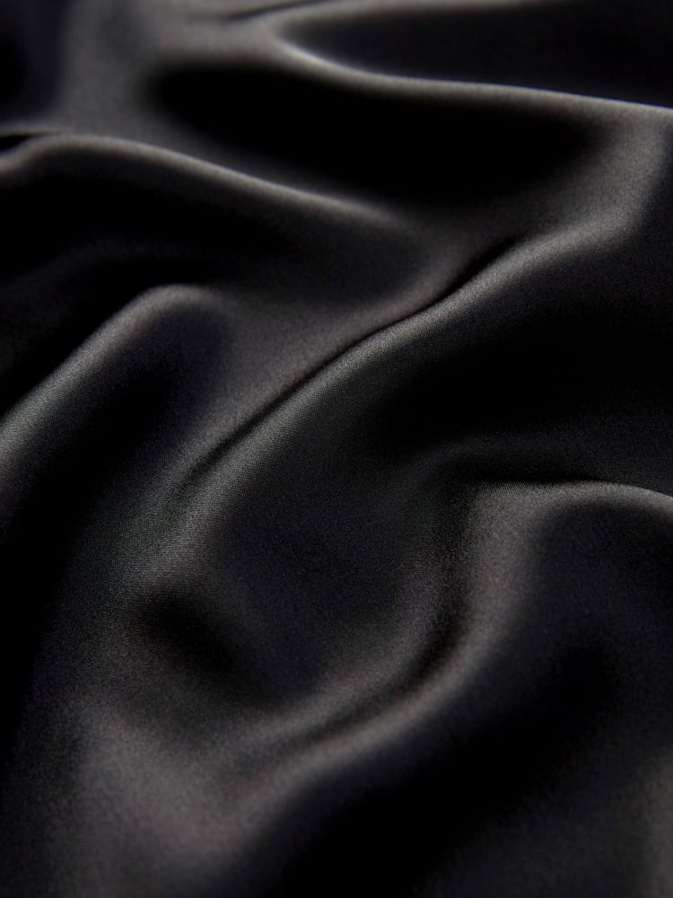 Black Tailored Satin Midi Skirt - Image 8 of 8