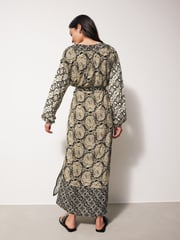 Black/Cream Summer Maxi Kaftan Dress - Image 2 of 7