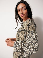 Black/Cream Summer Maxi Kaftan Dress - Image 3 of 7