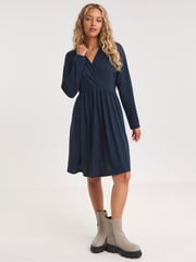 Simply Be Blue Ribbed Smock Dress - Image 1 of 4