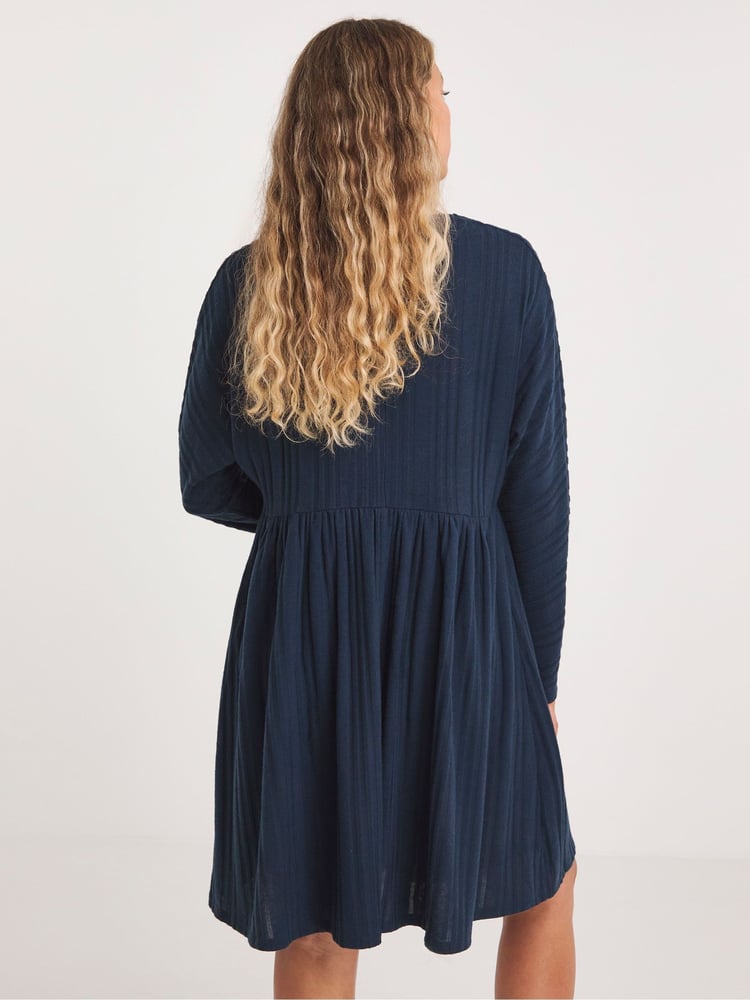Simply Be Blue Ribbed Smock Dress - Image 2 of 4