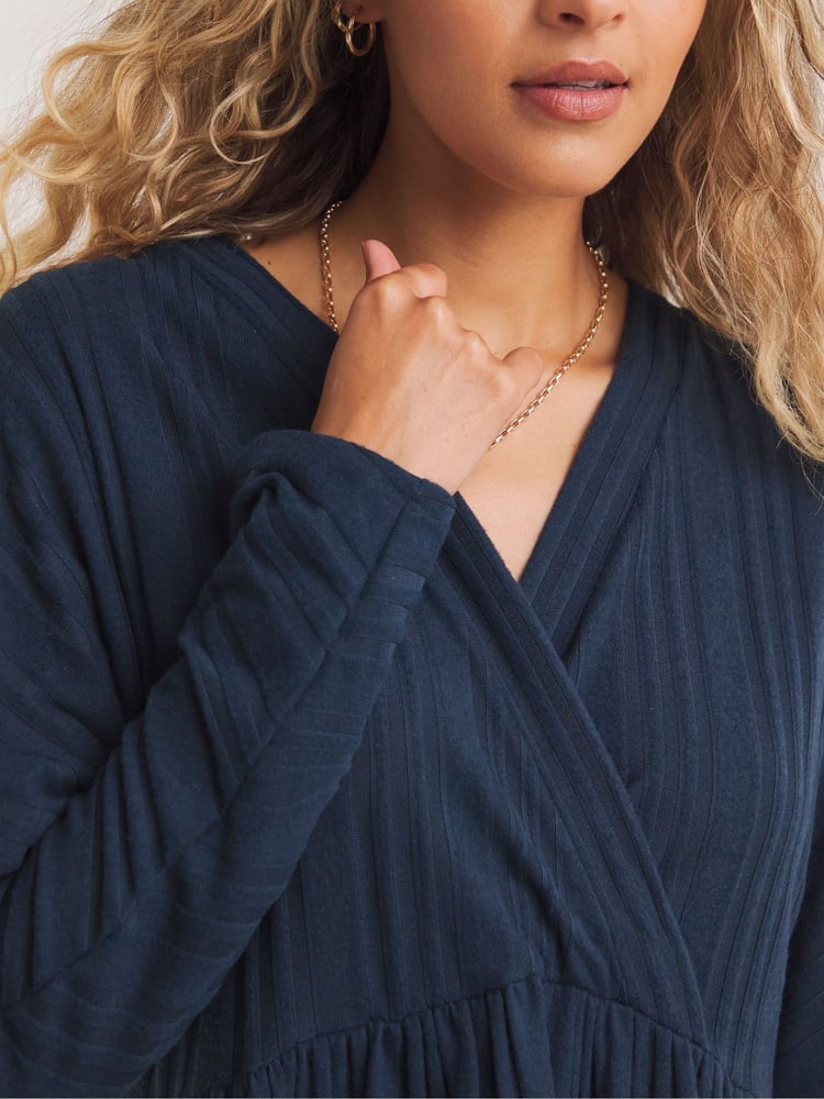Simply Be Blue Ribbed Smock Dress - Image 4 of 4 Simply Be Blue Ribbed Smock Dress - Image 4 of 4