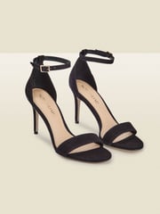 Sosandar Black Suede Barely There High Heels Sandals - Image 2 of 3