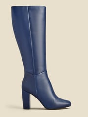 Sosandar Blue Leather Knee High Boots - Image 1 of 4