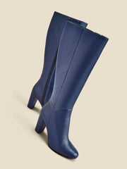Sosandar Blue Leather Knee High Boots - Image 4 of 4
