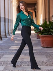 Sosandar Black Body-Sculpting Bandage Kick Flare Trousers - Image 5 of 5