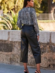 Sosandar Black Burn Out Tie Neck Blouse - Image 4 of 5