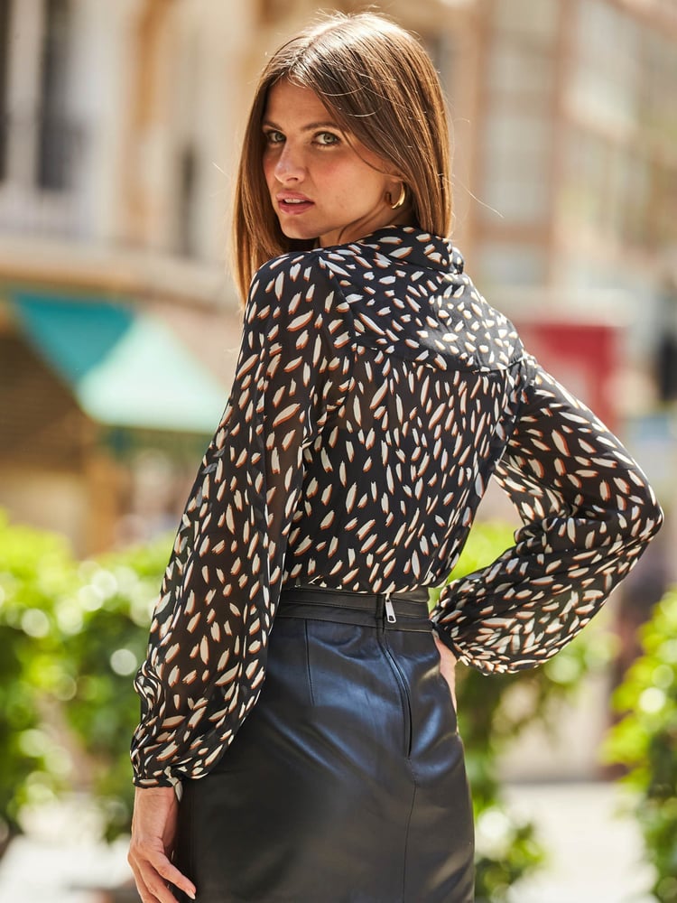 Sosandar Black Printed Button Down Shirt - Image 2 of 4