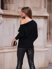 Sosandar Black Off The Shoulder Chenille Jumper - Image 2 of 3