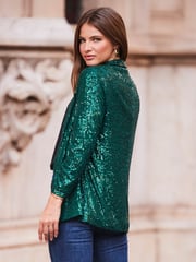 Sosandar Green Sequin Blazer - Image 2 of 5