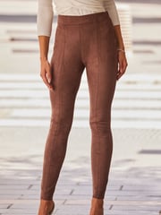 Sosandar Natural Faux Suede Premium Biker Leggings - Image 2 of 5