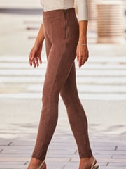 Sosandar Natural Faux Suede Premium Biker Leggings - Image 4 of 5