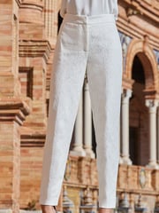Sosandar White Ivory Lace Tuxedo Trousers - Image 1 of 5