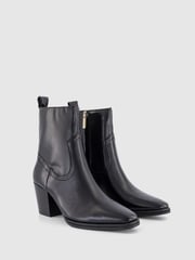 Office Black Leather Western Ankle Boots - Image 1 of 4