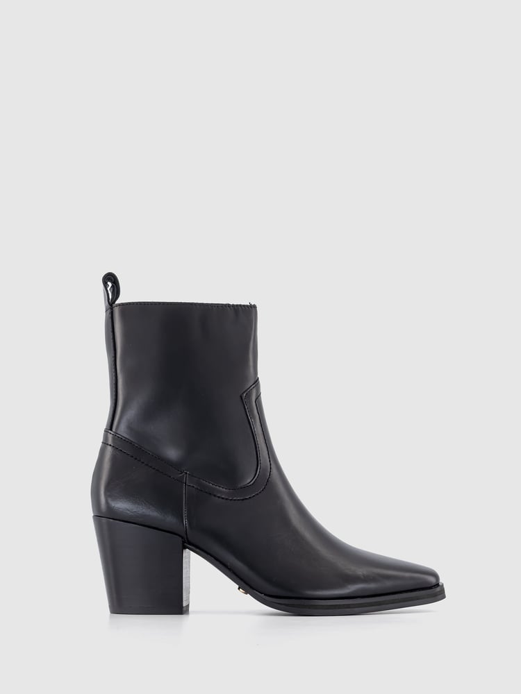 Office Black Leather Western Ankle Boots - Image 2 of 4