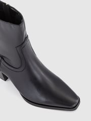 Office Black Leather Western Ankle Boots - Image 4 of 4