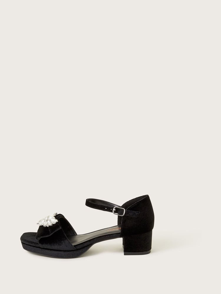 Monsoon Black Platform Velvet Sandals - Image 2 of 3