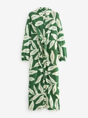 Green Leaf Print Shirt Midi Dress - Image 5 of 6