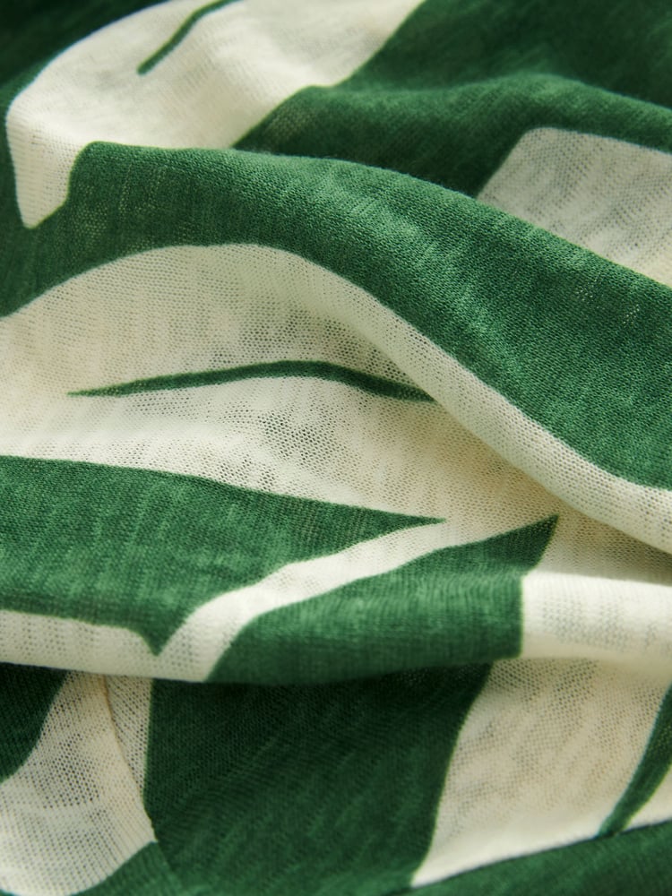 Green Leaf Print Shirt Midi Dress - Image 6 of 6