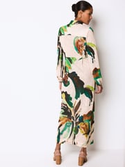 Ecru Palm Print Shirt Midi Dress - Image 2 of 6