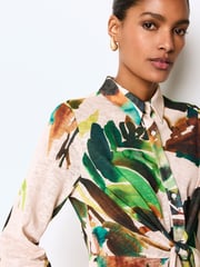 Ecru Palm Print Shirt Midi Dress - Image 4 of 6