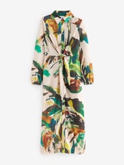 Ecru Palm Print Shirt Midi Dress - Image 5 of 6