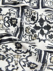 Monochrome Tile Long Sleeve Crew Neck Cuff Blouse - Image 6 of 6