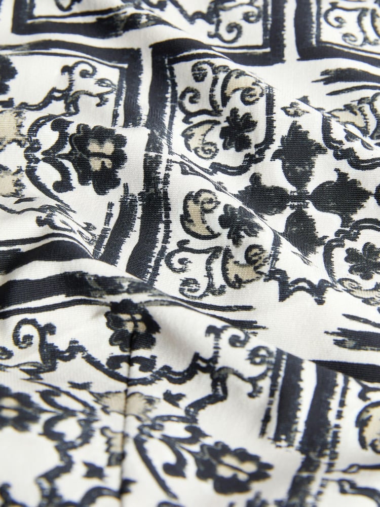 Monochrome Tile Long Sleeve Crew Neck Cuff Blouse - Image 6 of 6